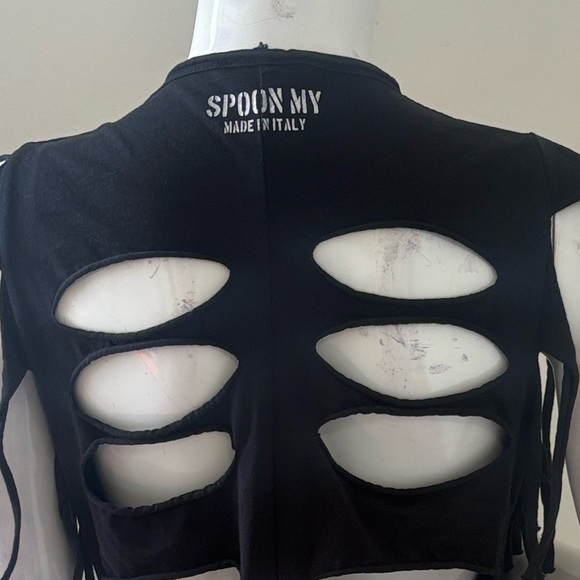 Euro Spoon My Made in Italy Black Fringe Tank w Ellum Texas Graphic Coachella - Picture 6 of 6